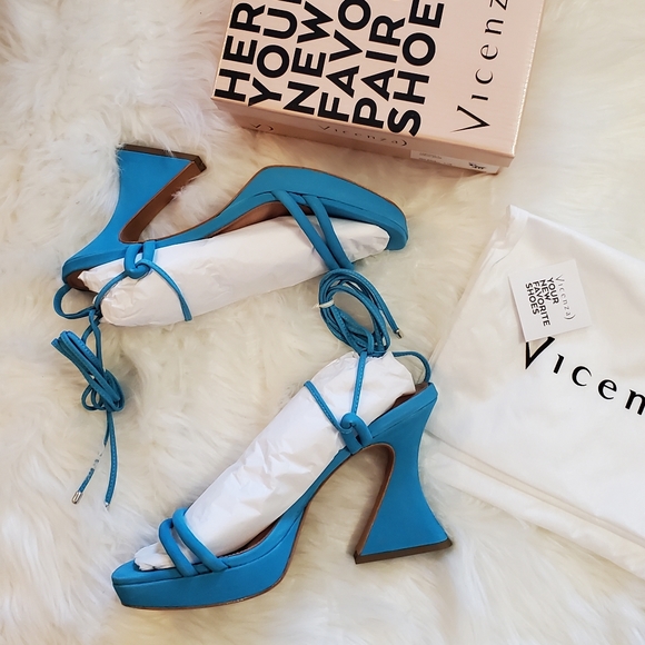 Vicenza Strappy Platform Heels- pool blue - Picture 8 of 12